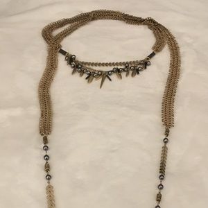 Stella and Dot double layer gold necklace.